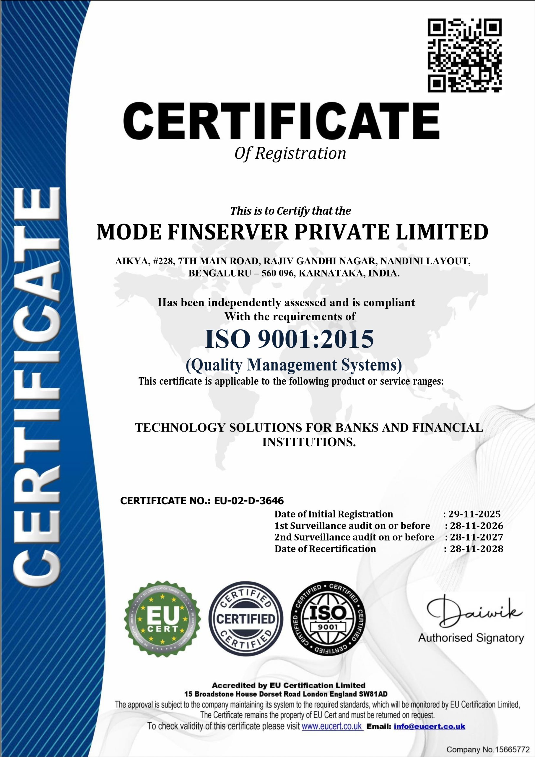Iso 9001 of eu mode finserver private limited page 0001
